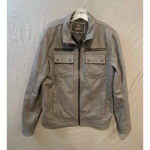 Guess Wool Blend Jacket Mens Size M Grey Full Zip Multi Pocket Outerwear